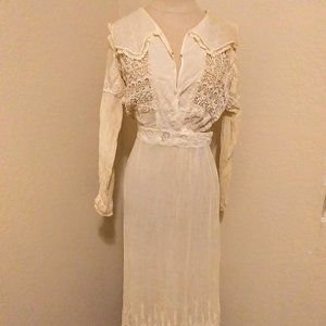 1960s Lace Gauze Victorian Farmhouse Dress